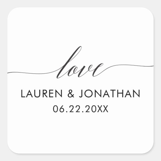 Liefde Stickers, bruiloft gunst Stickers, bruiloft Vierkante Sticker (Voorkant)