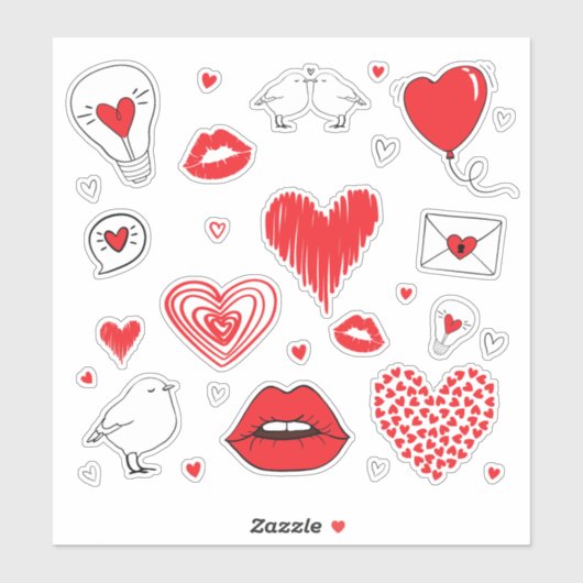 Liefde Stickers - Romantisch Hart Collectie (Vel)