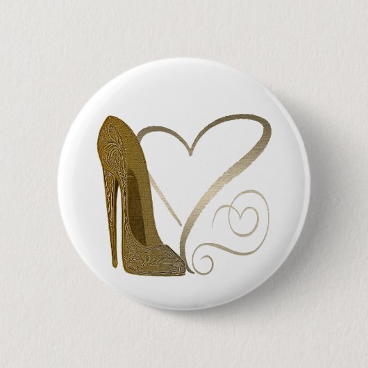Liefde Stiletto Schoenkunst en hart Ronde Button 5,7 Cm (Voorkant)