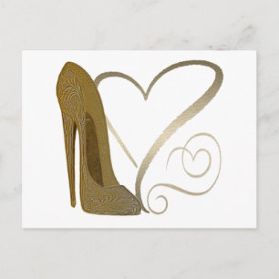 Liefde  Stiletto Shoe en Hearts Briefkaart