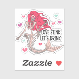 Liefde Stink Laten we Drinken Anti Valentine Skele Sticker