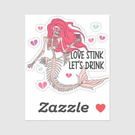 Liefde Stink Laten we Drinken Anti Valentine Skele Sticker (Vel)