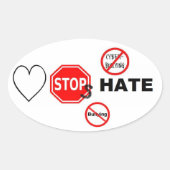 Liefde stopt haat ovale sticker (Voorkant)
