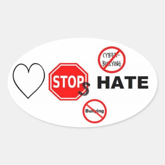 Liefde stopt haat ovale sticker (Voorkant)