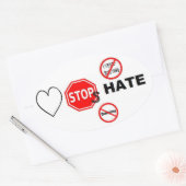 Liefde stopt haat ovale sticker (Envelop)