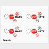 Liefde stopt haat ovale sticker (Vel)
