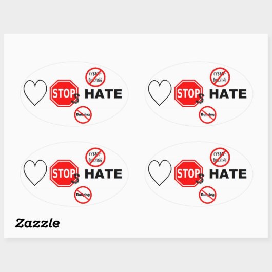 Liefde stopt haat ovale sticker (Vel)