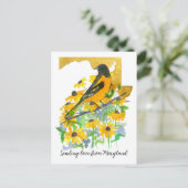 Liefde sturen Maryland Baltimore Oriole Bloemen Briefkaart (Staand voorkant)