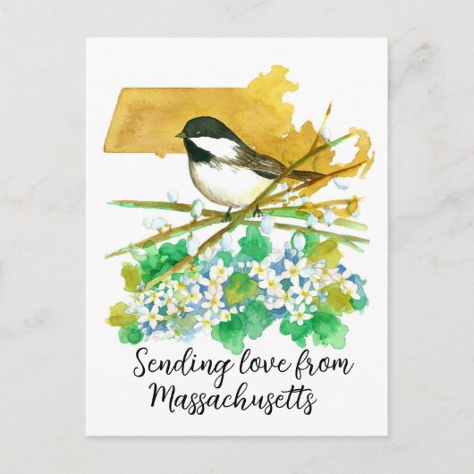 Liefde sturen Massachusetts Chickadee Mayflower Briefkaart (Voorkant)