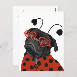 Liefde sturen met een Schattige Love Pug Briefkaar Briefkaart