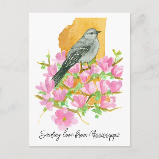 Liefde sturen Mississippi Mockingbird Magnolia Briefkaart (Voorkant)