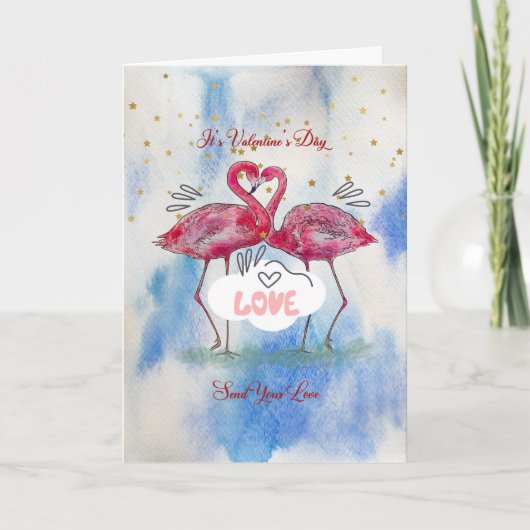 Liefde sturen op Valentijnsdag P Flamingo's Kaart (Voorkant)