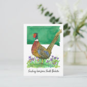 Liefde sturen South Dakota Pheasant Pasque Flower Briefkaart (Staand voorkant)