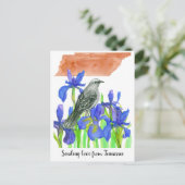 Liefde sturen Tennessee Mockingbird Iris Flower Briefkaart (Staand voorkant)