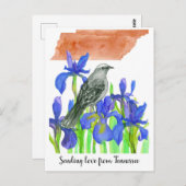 Liefde sturen Tennessee Mockingbird Iris Flower Briefkaart (Voorkant / Achterkant)