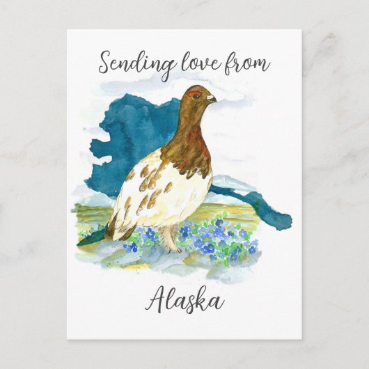 Liefde sturen van Alaska Willow Ptarmigan Bird Briefkaart (Voorkant)
