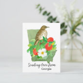 Liefde sturen van Georgia Bird Peach Roos Briefkaart (Staand voorkant)