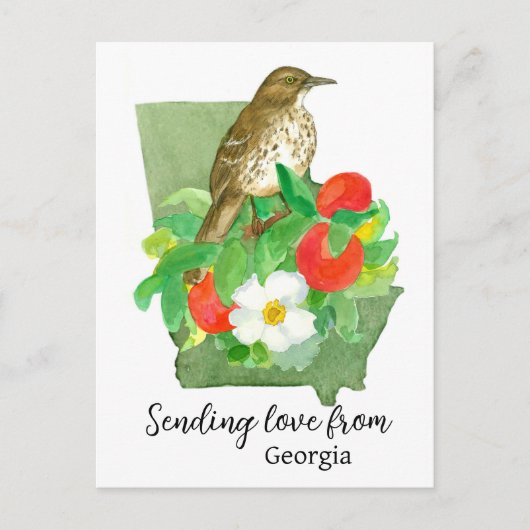 Liefde sturen van Georgia Bird Peach Roos Briefkaart (Voorkant)