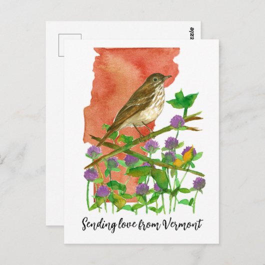 Liefde sturen van Vermont Bird Clover Briefkaart (Voorkant / Achterkant)
