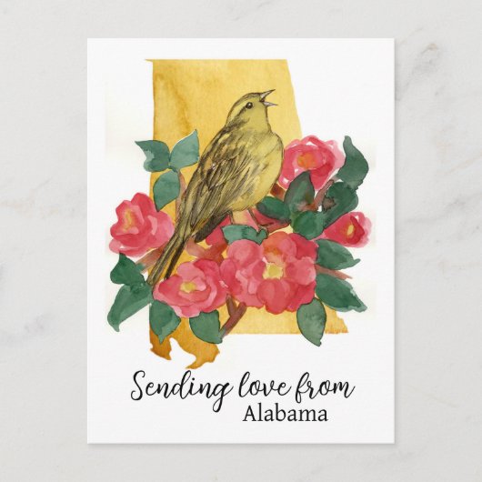 Liefde sturen vanuit Alabama Yellowhammer Camellia Briefkaart (Voorkant)
