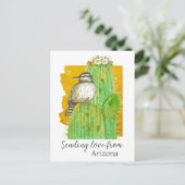 Liefde sturen vanuit Arizona Saguaro Cactus Wren Briefkaart (Staand voorkant)