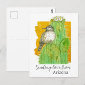 Liefde sturen vanuit Arizona Saguaro Cactus Wren Briefkaart (Voorkant / Achterkant)