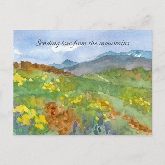 Liefde sturen vanuit de bergen Denken aan je Woest Briefkaart (Voorkant)