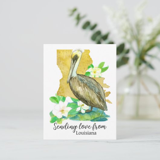 Liefde sturen vanuit Louisiana Pelican Magnolia Briefkaart (Staand voorkant)