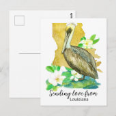 Liefde sturen vanuit Louisiana Pelican Magnolia Briefkaart (Voorkant / Achterkant)