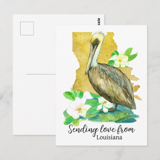 Liefde sturen vanuit Louisiana Pelican Magnolia Briefkaart (Voorkant / Achterkant)