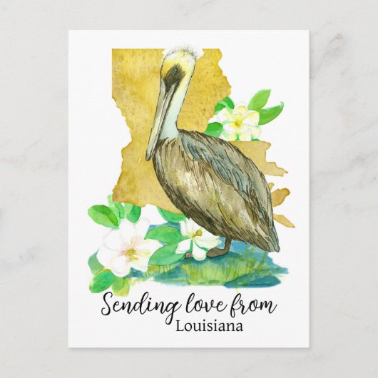 Liefde sturen vanuit Louisiana Pelican Magnolia Briefkaart (Voorkant)