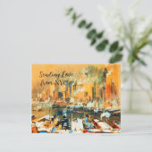Liefde sturen vanuit NYC Manhattan Harbor Skyline (Staand voorkant)