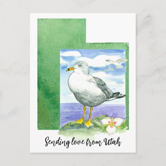Liefde sturen vanuit Utah Seagull Sego Lily Water Briefkaart (Voorkant)