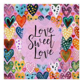 Liefde Sweet Love Valentijnsdag Harten Heldere kle Perfect Poster