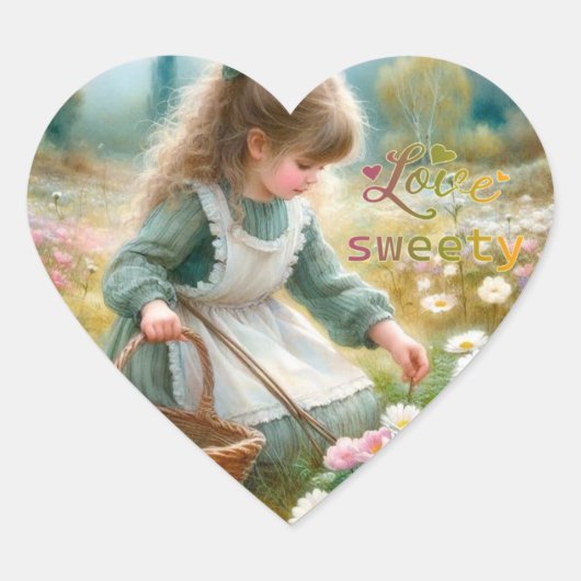 liefde sweety Meisje Hart Stickers (Voorkant)