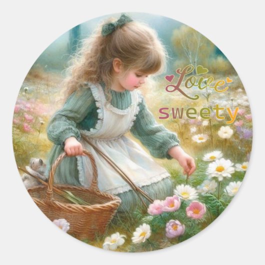 liefde sweety Meisje Sticker (Voorkant)