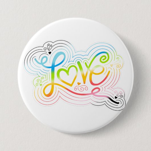 Liefde Swirl Doodle Queer Pride Vlag Lettering Ronde Button 7,6 Cm (Voorkant)