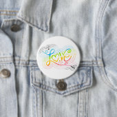 Liefde Swirl Doodle Queer Pride Vlag Lettering Ronde Button 7,6 Cm (In situ)