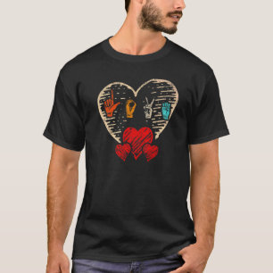 Liefde Taal Floral Heart Deaf Mute Marriage T-shirt