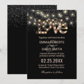 Liefde Taal Lights Confetti Modern Weddenschap Kaart (Voorkant / Achterkant)