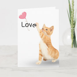 Liefde Tabby Kat met Hart Ballon Kaart