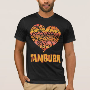 Liefde Tambura Oranje Mandala Hart Indiase Muziek T-shirt