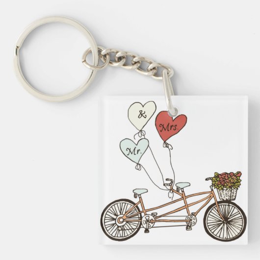 Liefde tandem sleutelhanger met ballonnen (voorkant)