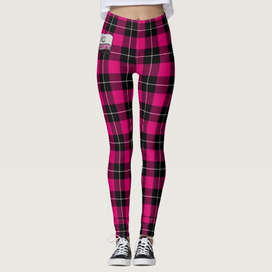 Liefde Tartan Monogram Roze ID160 Leggings (Voorkant)