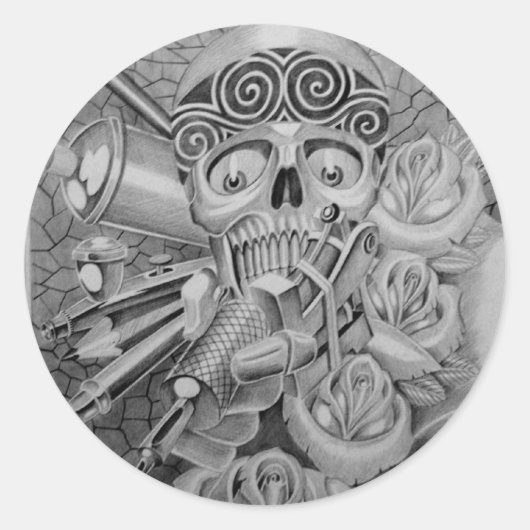 Liefde tattoo ronde sticker (Voorkant)