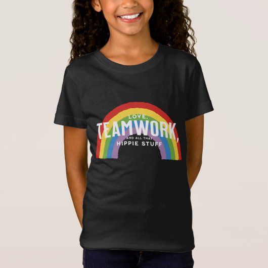 Liefde, teamwerk en al dat hippie gedoe t-shirt (Voorkant)