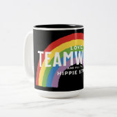 Liefde, teamwerk en al dat hippie gedoe tweekleurige koffiemok (Voorkant links)