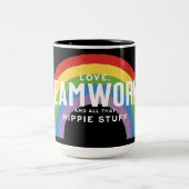 Liefde, teamwerk en al dat hippie gedoe tweekleurige koffiemok (Center)