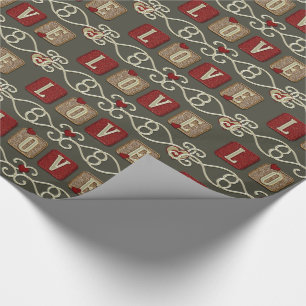 Liefde Tegel-Rood-Sage-Gift Wrapping Paper Cadeaupapier