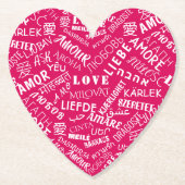 Liefde Tekst Hart Papier Onderzetter of Kies Kleur (Voorkant)